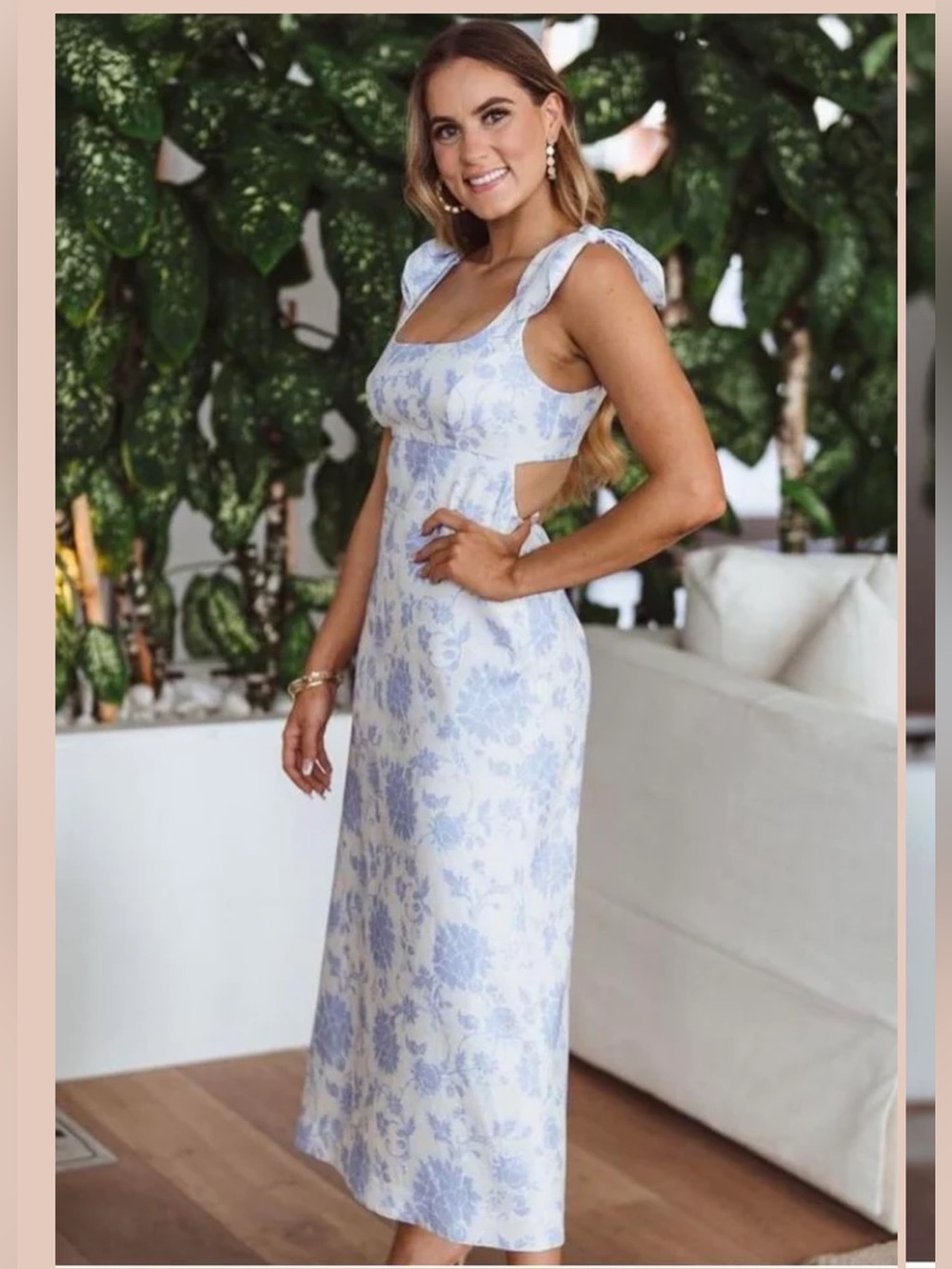 ZIMMERMANN Postcard Blue Floral Shoulder Tie Midi Dress Size 1 / US 6 / M - Picture 10 of 14